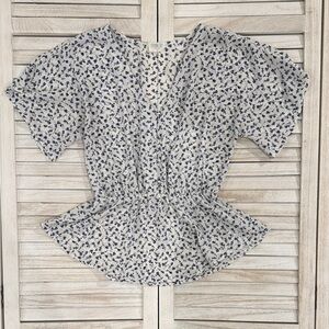 Floral Print Women's Top - Blue